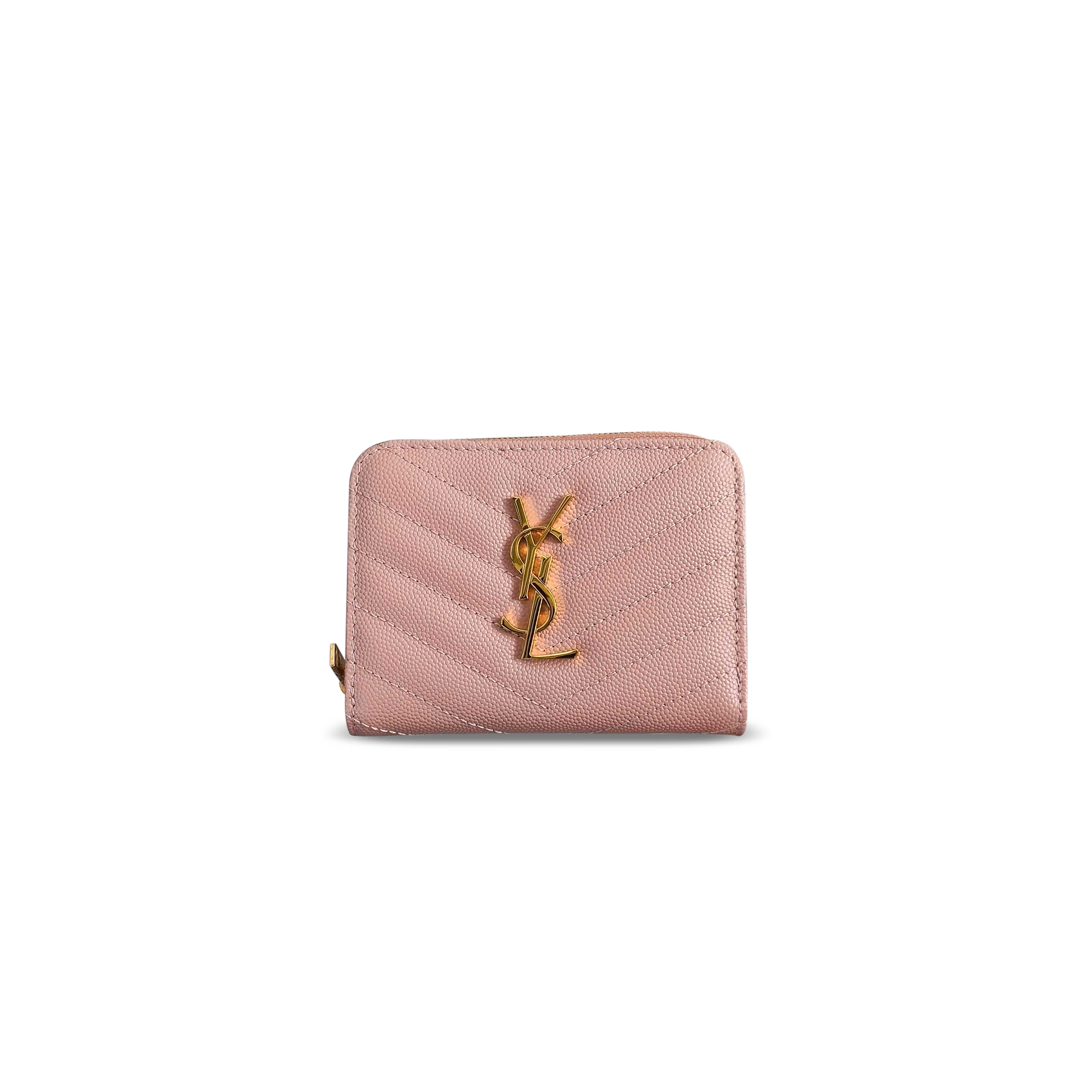 Y51 CASSANDRE MATELASSÉ COMPACT ZIP AROUND WALLET IN GRAIN DE POUDRE LEATHER 403723 (12*10*3cm)
